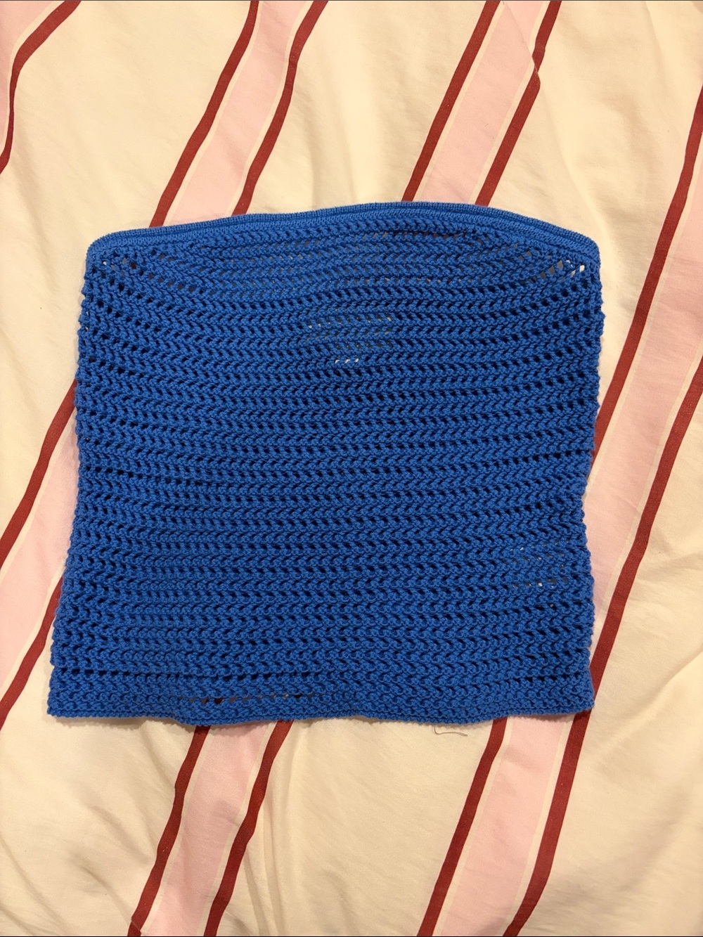 Blue Crochet Knit Tube Top
